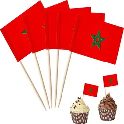 500Pcs/Lot Morocco Toothpick Flags Paper Food Picks Cake Toothpicks Cupcake Toppers Fruit Cocktail Sticks Decoration Toothpicks