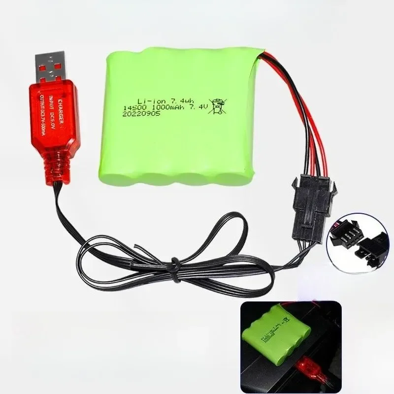 [NEW]  14500 Lithium Battery 7.4V 1000mAh High Rate for RC Car Ship Model Toy Accessories Rechargeable Cylindrical Cell