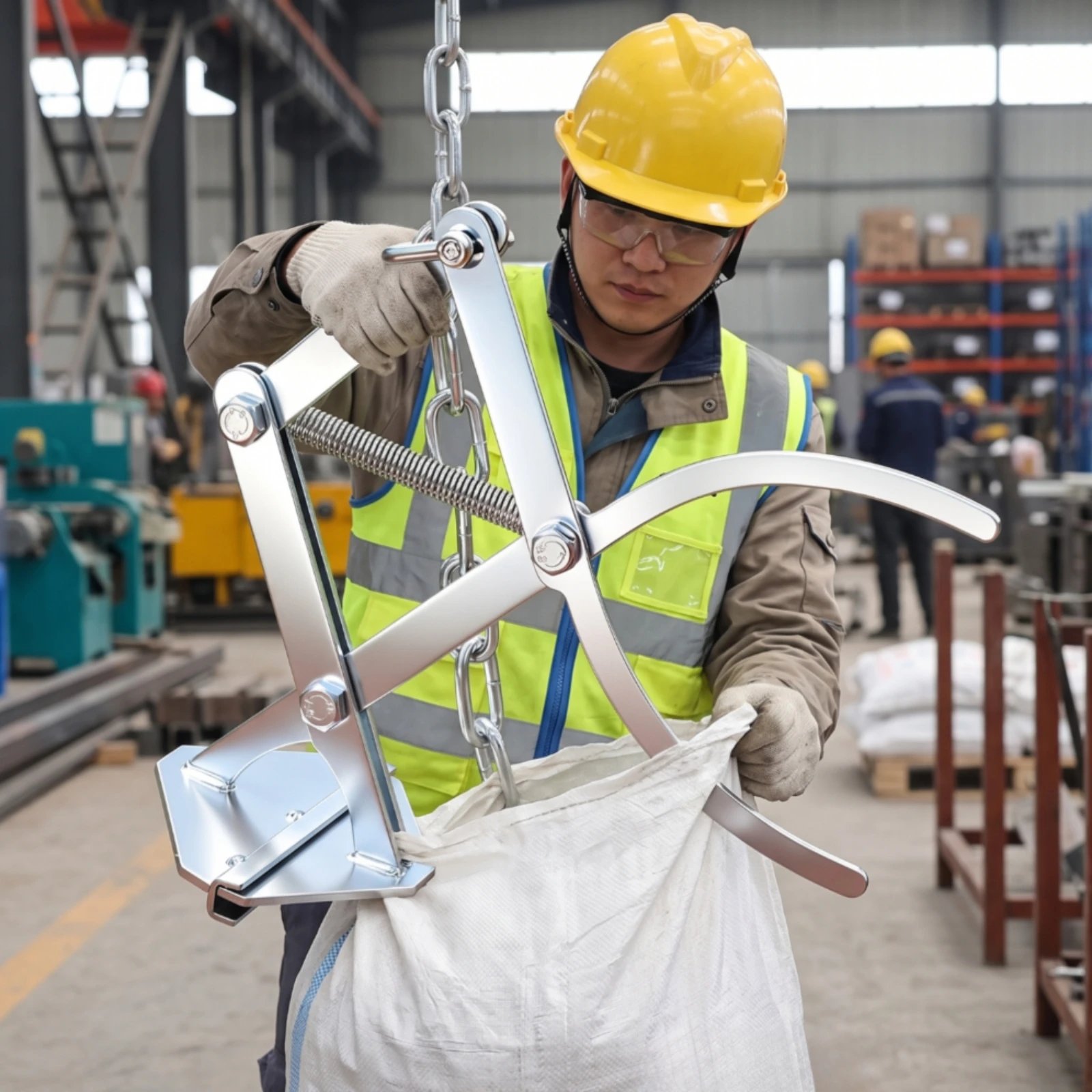 Automatic Clamp with Scissor Mechanism Heavy-Duty Lifting Clamp with Chain Tool Industrial-Grade Corrosion-Resistant