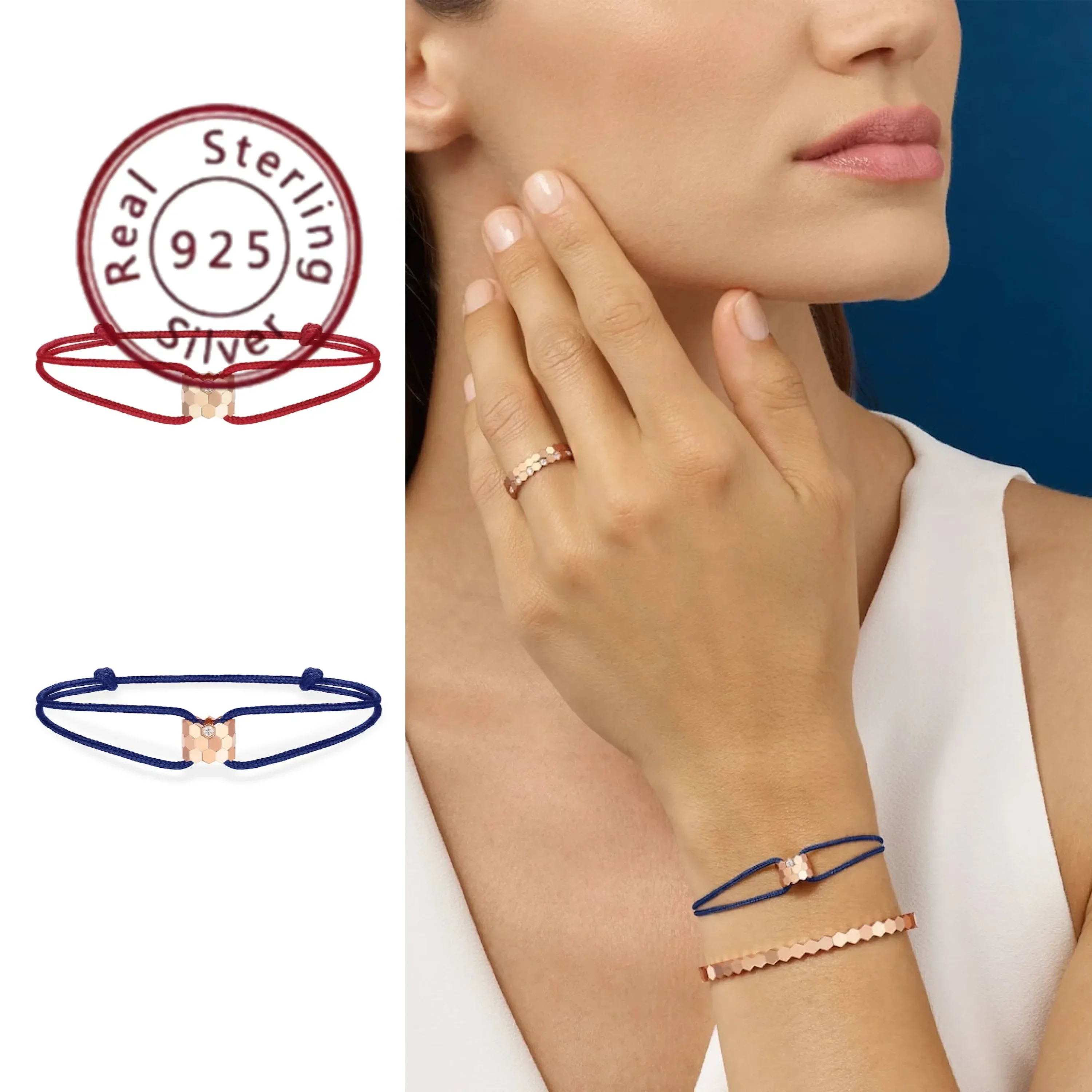 

The classic and timeless S925 rose gold honeycomb bracelet is a classic and fashionable gift for parties, dates and festivals.