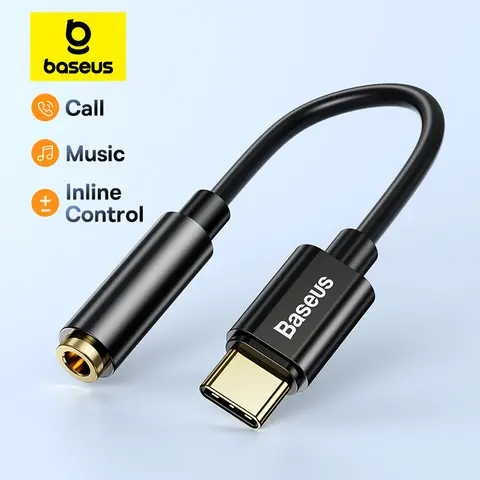 Baseus C 타입 Aux 어댑터 이어폰, USB C 케이블 헤드폰 어댑터, 3.5 잭 오디오 케이블, 화웨이 P20, 샤오미 미 10 용, 3.5mm