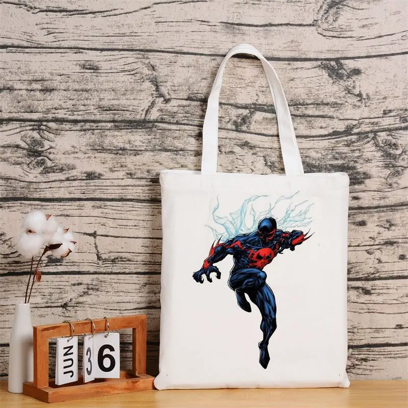 Marvel Hero Miles Spider-Man Anime perifer tas kanvas kreatif dipersonalisasi tas Tote pelajar tas bahu kapasitas besar hadiah