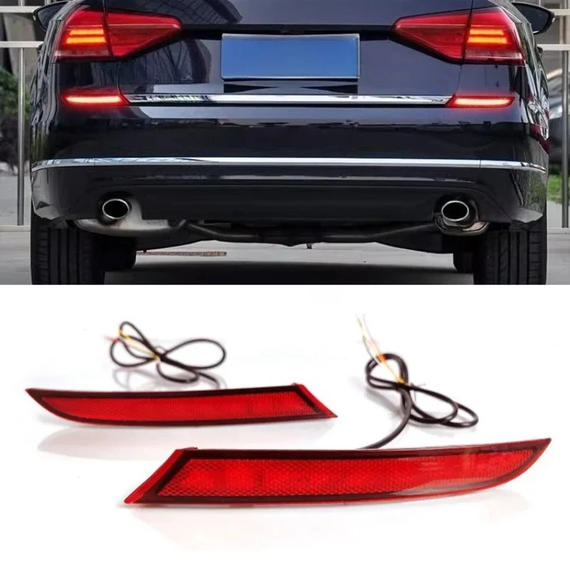for VW Volkswagen Passat 2016 2017 2018 Car Led Rear Bumper Light Reflector Dymanic Turn Signal Driving Flashing Brake Lights