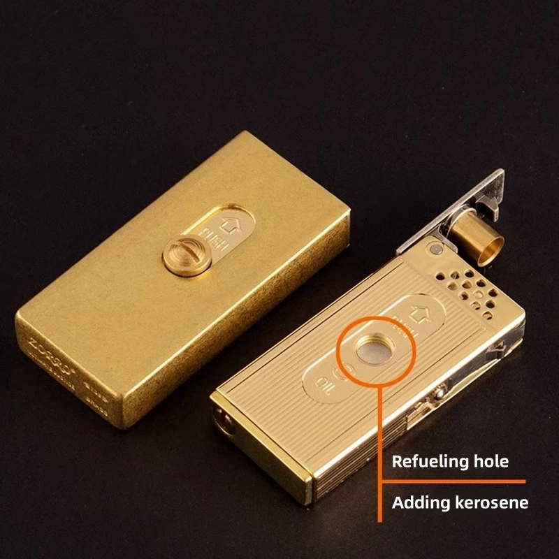 New Pure Brass Windproof Kerosene Lighter Classic Retro Originality Automatic Ejection Ignition High End Gift Lighter