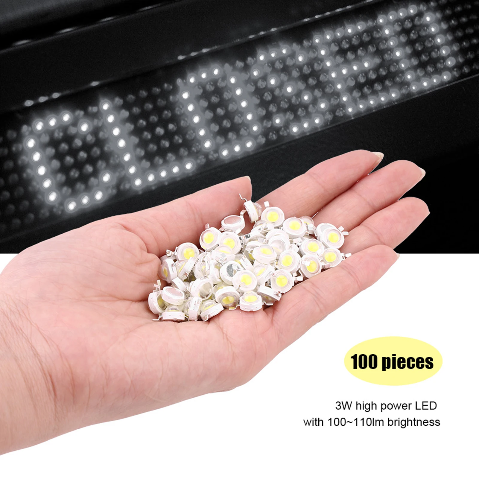 

100Pcs 3W High Power LED Beads Light Emitting Diode Chips SMD for DIY Lighting Fixtures LED Beads Chips Light Emitting Diode SMD