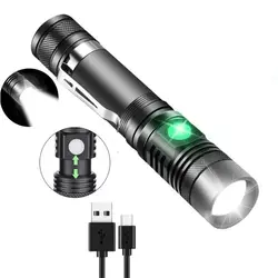 2000LM Mini LED Flashlight USB Rechargeable COB Torch Portable Lighting waterproof Zoomable 18650 Penlight  for Bicycle