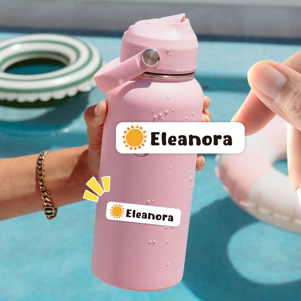 Custom weather Name Sticker,Transparent Waterproof Stickers for Kids,diy Name Labels for School Bag Bottles Box  Mug Uniform view 2