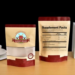 Print Logo Kraft paper window bag, Zipper Vertical gift dried fruit tea packaging bag zip Lock,self sealing bag