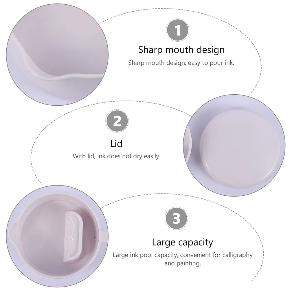 

2Pcs Painting Ink Tray Professional Grade Multi-Function Ink Dish Long-Lasting Material Compact Design Calligraphy Brush Holder