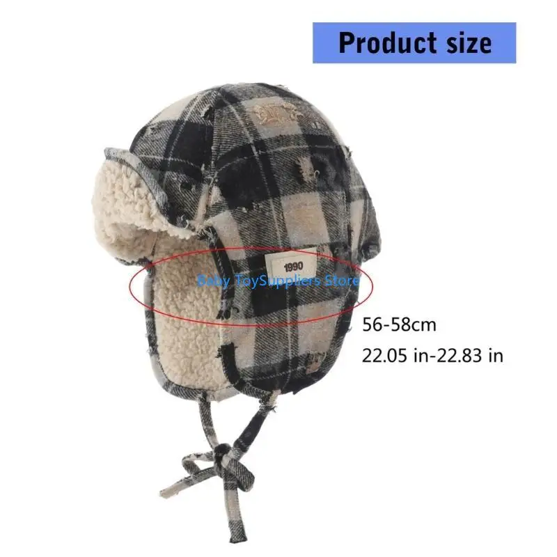 R1WF Thiết kế dạng lưới ấm áp ấm cúng Mũ Lei Feng với lớp lót lông cừu Đi lại hàng ngày Giải trí