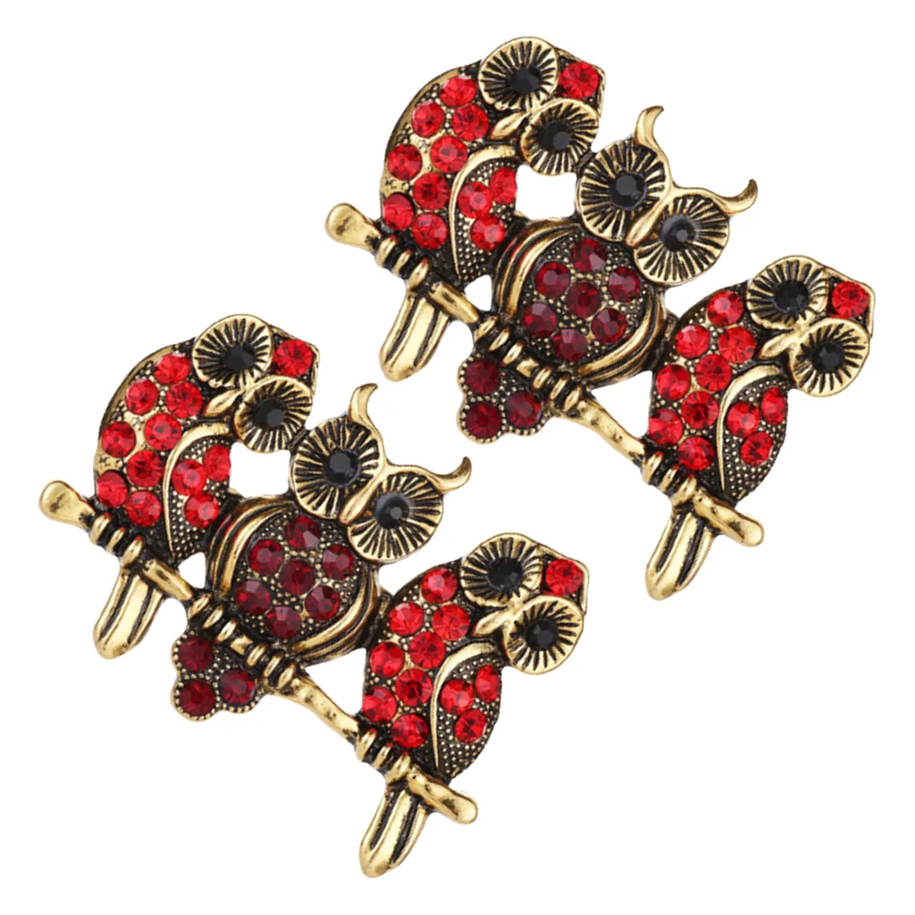 

2 Pcs Owl Brooch Pin Rhinestone Alloy Bird Jewelry Shawl Clip Clothes naments Scarf Pin Bag Charm Sweater Present Gift Brooches