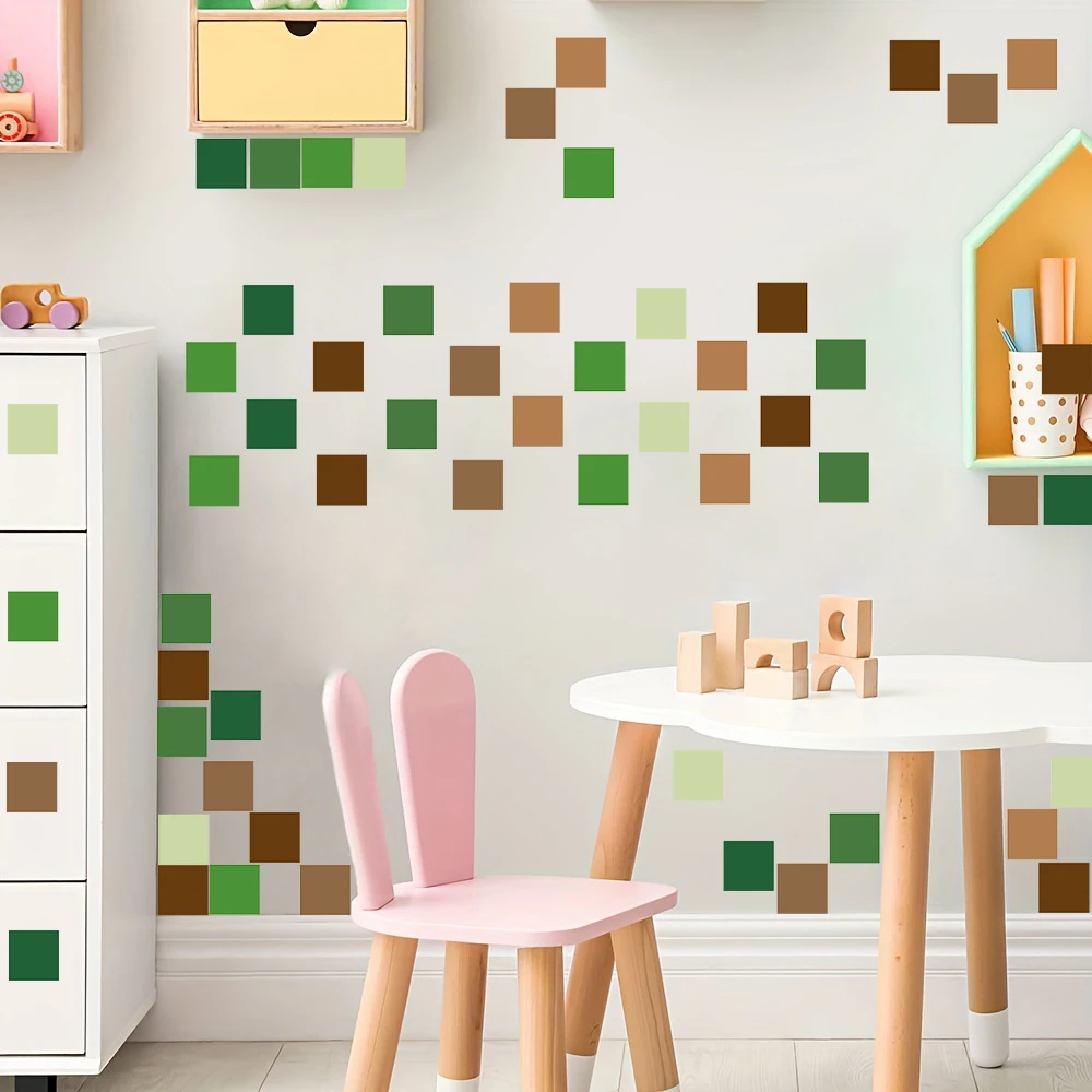 Cartoon Pixel Block Quadratischer Wandaufkleber Videospiel-Zone Wandtattoos Schlafzimmer Spielzimmer Kinderzimmer Heim-Dekoration