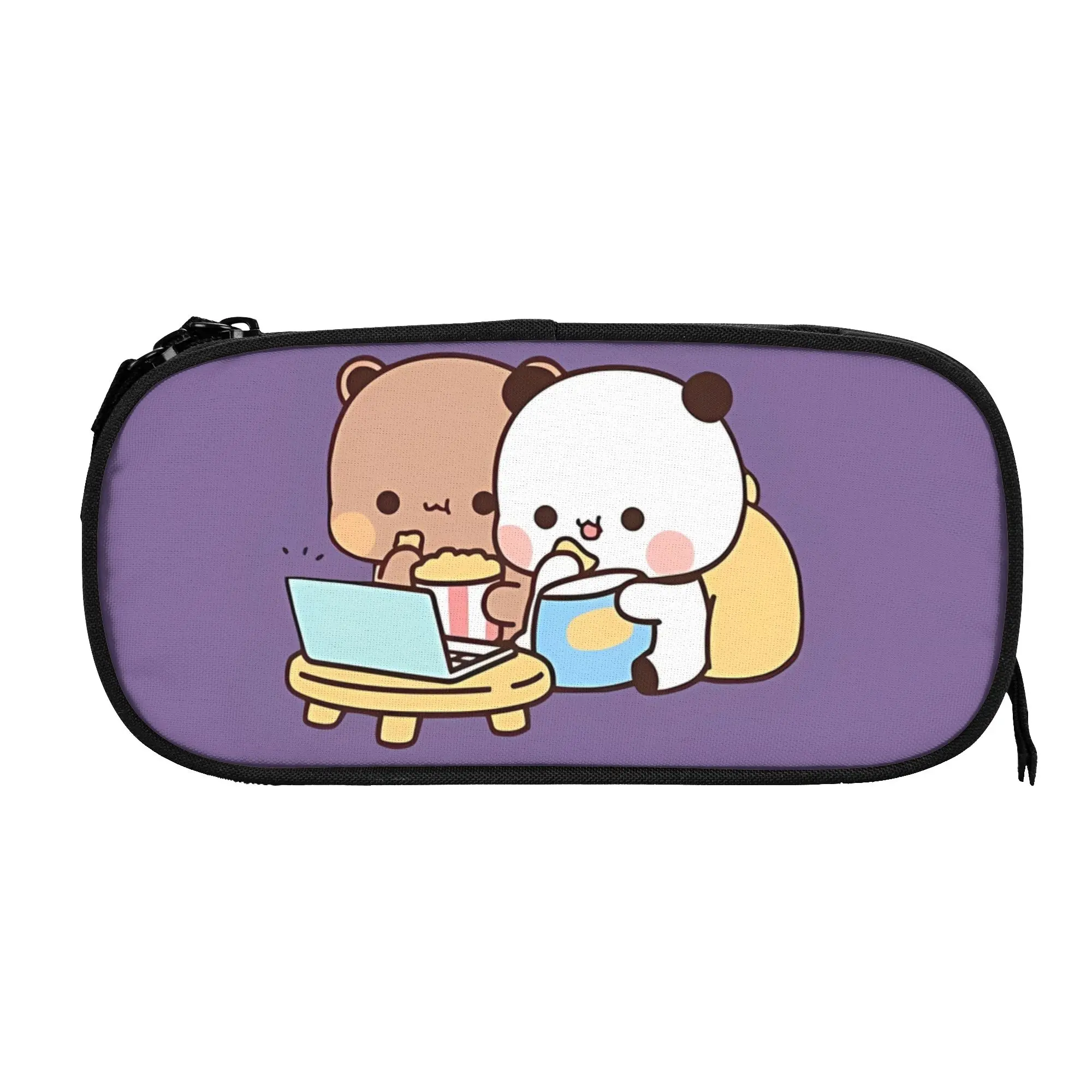 

1 piece Stylish Panda Watching Movie Together Pencil Case Boys Pen Bag Bubu And Dudu Office Pencil Pouch