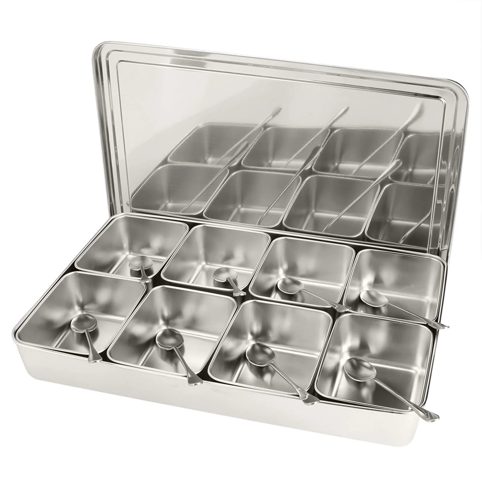 8 Grids Stainless Steel Seasoning Box Condiment Storage Containers Spice Jar Kitchen Utensils Condiment Box Kitchen Accessories