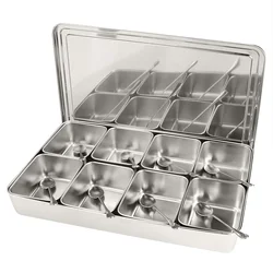 8 Grids Stainless Steel Seasoning Box Condiment Storage Containers Spice Jar Kitchen Utensils Condiment Box Kitchen Accessories