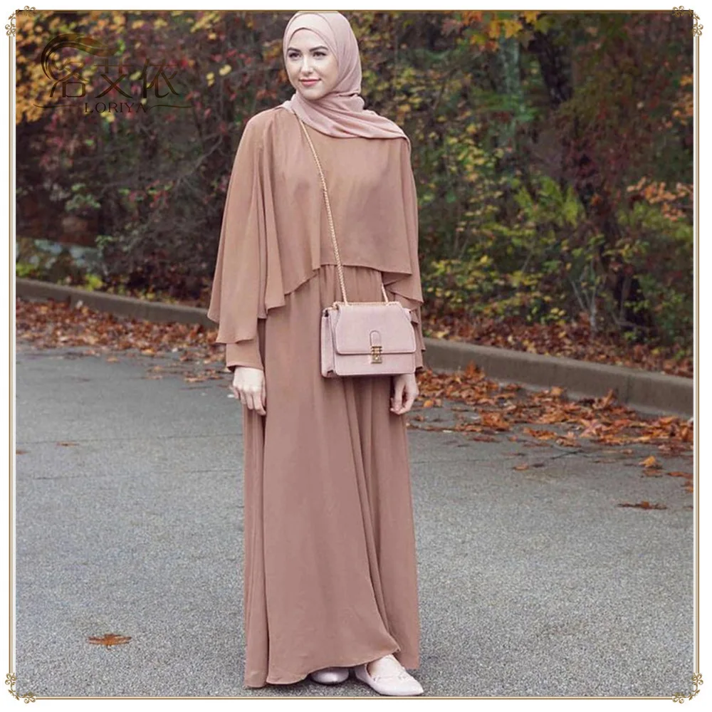 2022 Muslim Women's Chiffon Dress Elegant Cloak Large Swing Robe Muslim Abaya