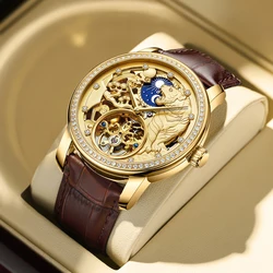 AILANG Golden Tiger Watch Fashion Classic Diamond orologio da uomo meccanico con avvolgimento automatico nuovo orologio di lusso