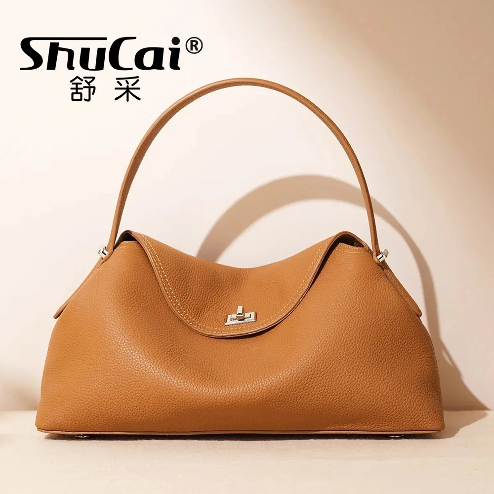 

Genuine Grade Cow Leather Women's Fashion Handbag Luxury Deisgner Brand Cowhide Shoulder Crossbody Female Bucket Bag for Woman