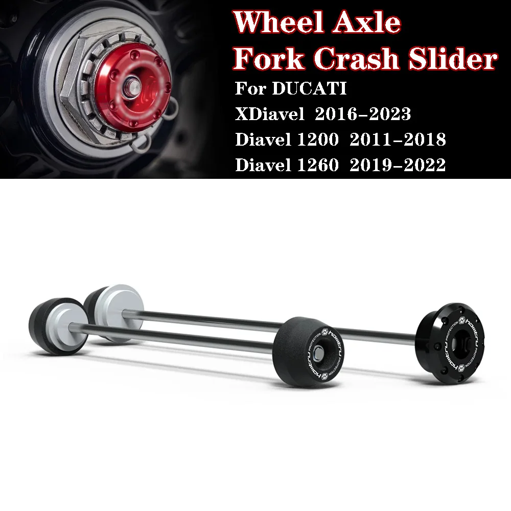 For Ducati Diavel 1200 Diavel 1260 S / XDiavel 2011-2022 Front Rear Wheel Axle Fork Crash Slider