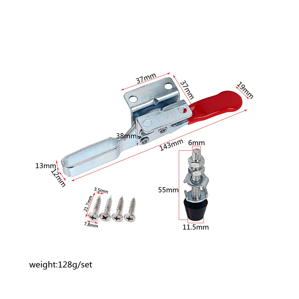 4Pcs 201B Anti-Slip U Shape Red Metal Horizontal Clamp 201-B Quick Release Tool Hand Tool Retracted clamp 198 lbs Toggle Clamp