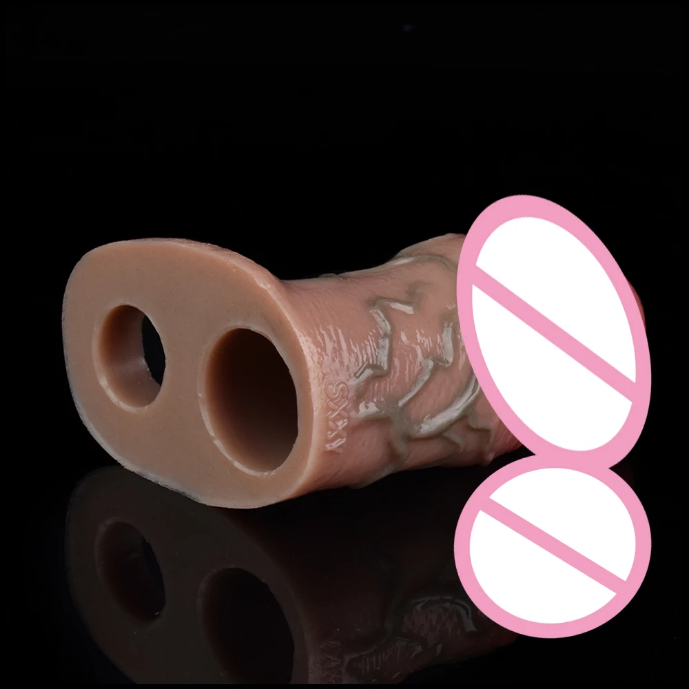 SXXY 8 Styles Silicone Realistic Penis Extend Device Skin Feeling Dick Extender For Men Enlargement And Thickening Couple Game