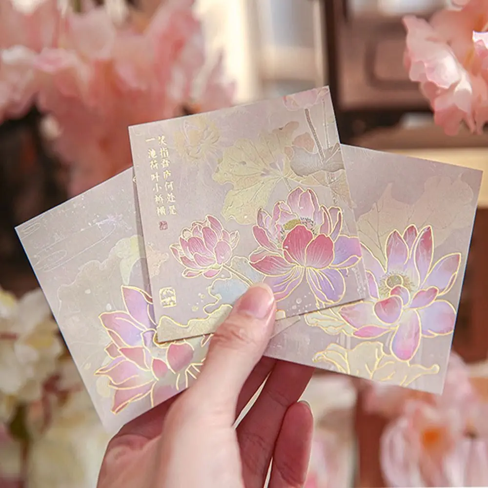 

Gift Flower Pattern Retro Notes Chinese Style Paper Flower Cards Hand Account DIY Full Gold Stamping Notes DIY Supplies