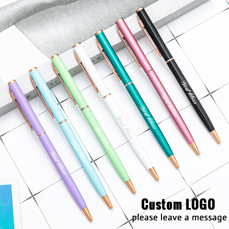 

Multi Color Metal Ballpoint Pen Laser Engraving Personalized Logo Office Accessories Business Giftes Students Exam Stationery