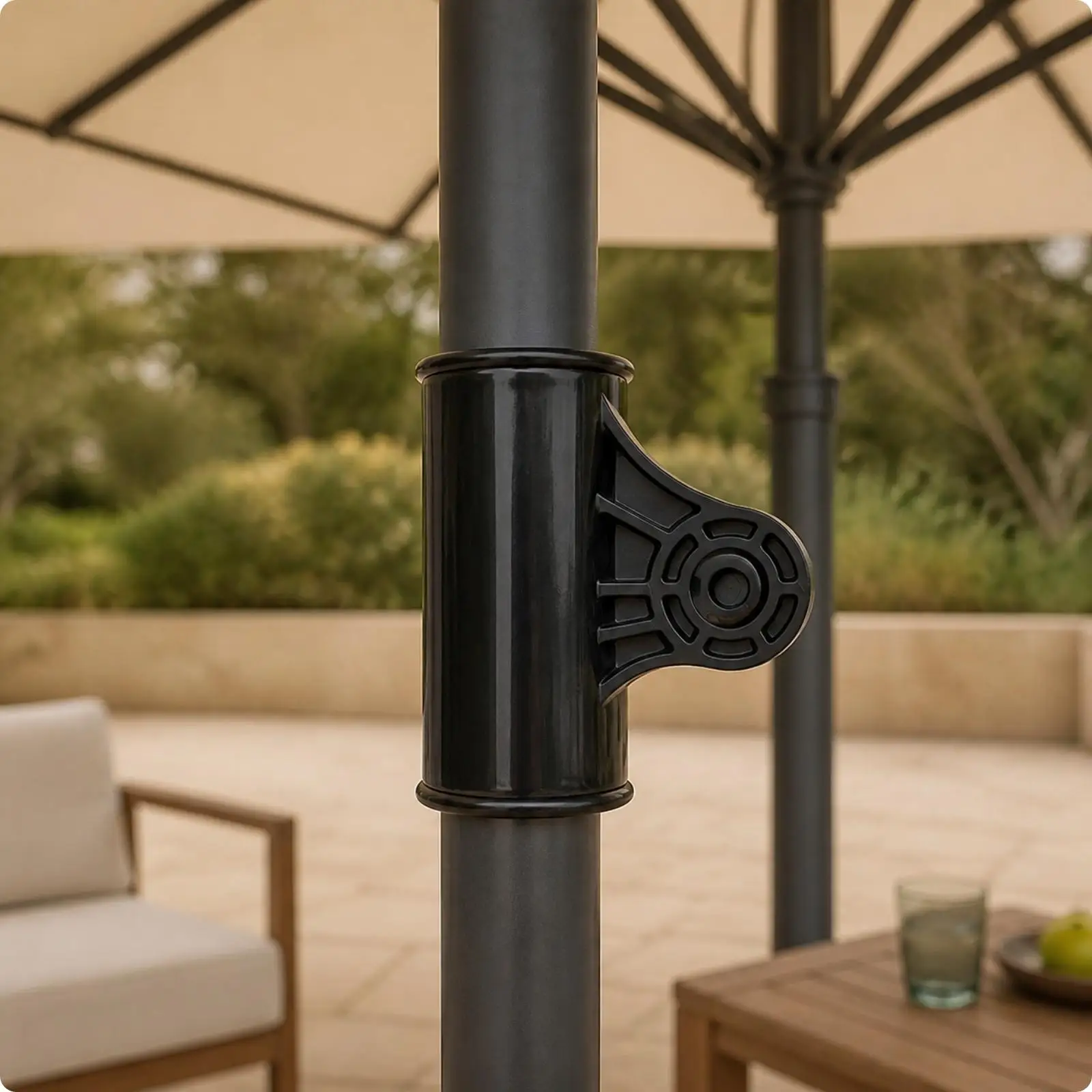 Patio Umbrella Frame Swivel Connector Replacement Part Canopy Support Joint with Raised Rim Alloy Material for Outdoor Shade Fix