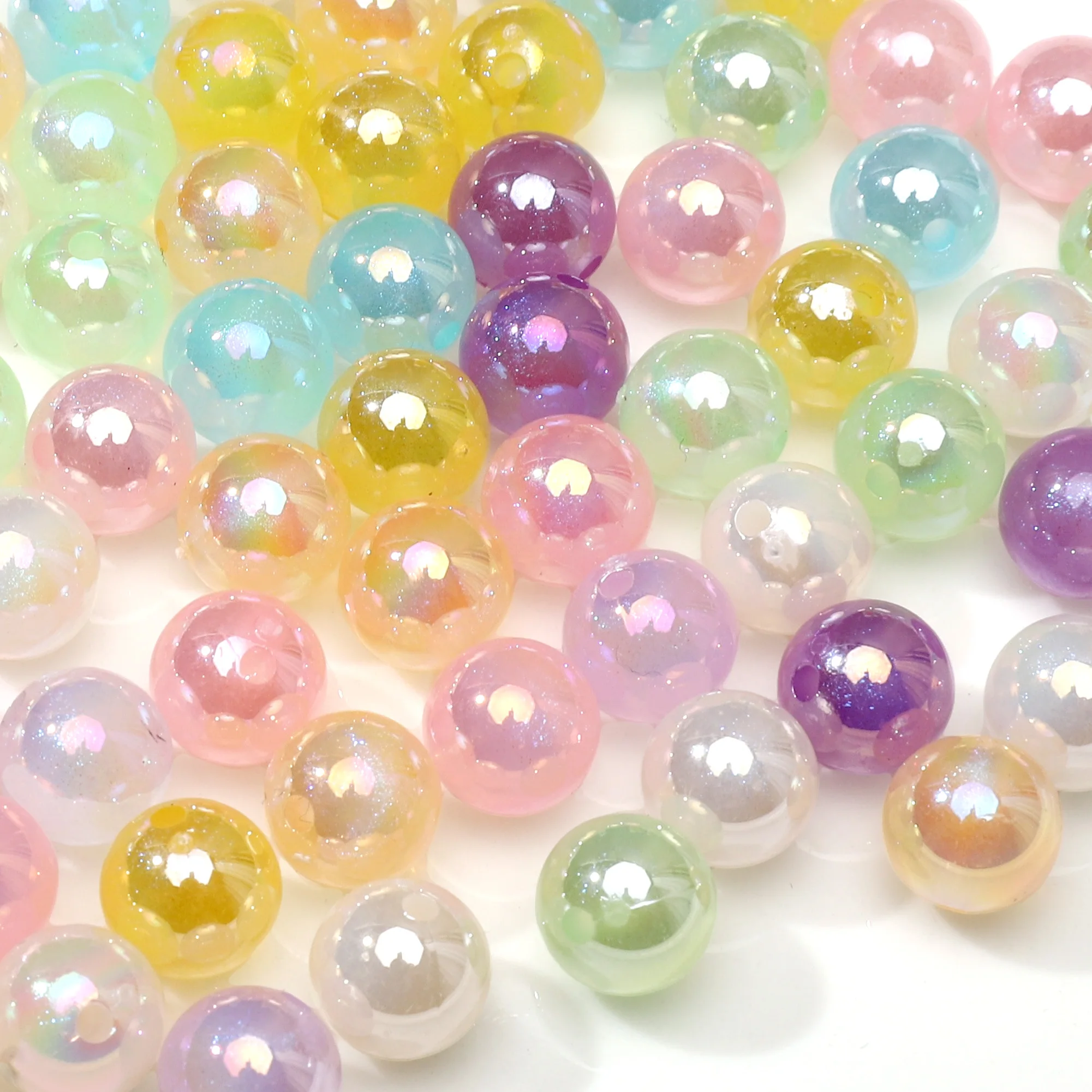 20 قطعة الاكريليك UV حورية البحر حبة ثقب مستقيم الخرز المستديرة فضفاض خزر عازل ل أساور يدوية صنع المجوهرات المواد الملحقات