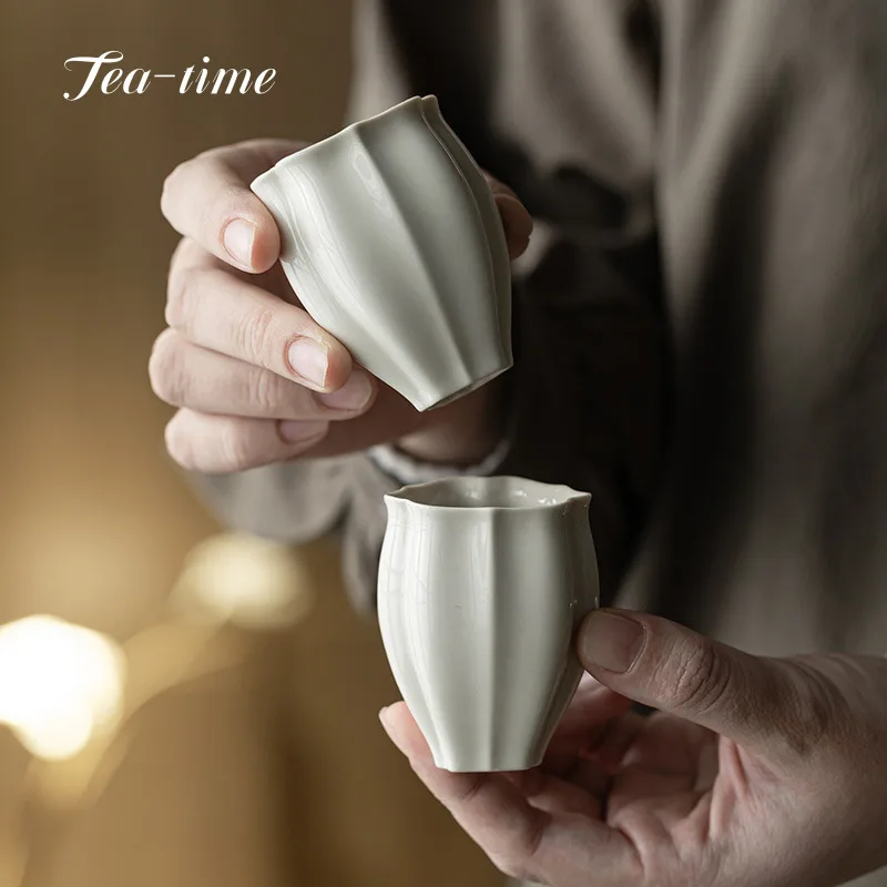 Chinese Grass Ash Tea Cup Ceramic Cups Teacup Set Porcelain Gift Jingdezhen Drinkware Unique Bowl Teaware Ceremony Tool Infusers