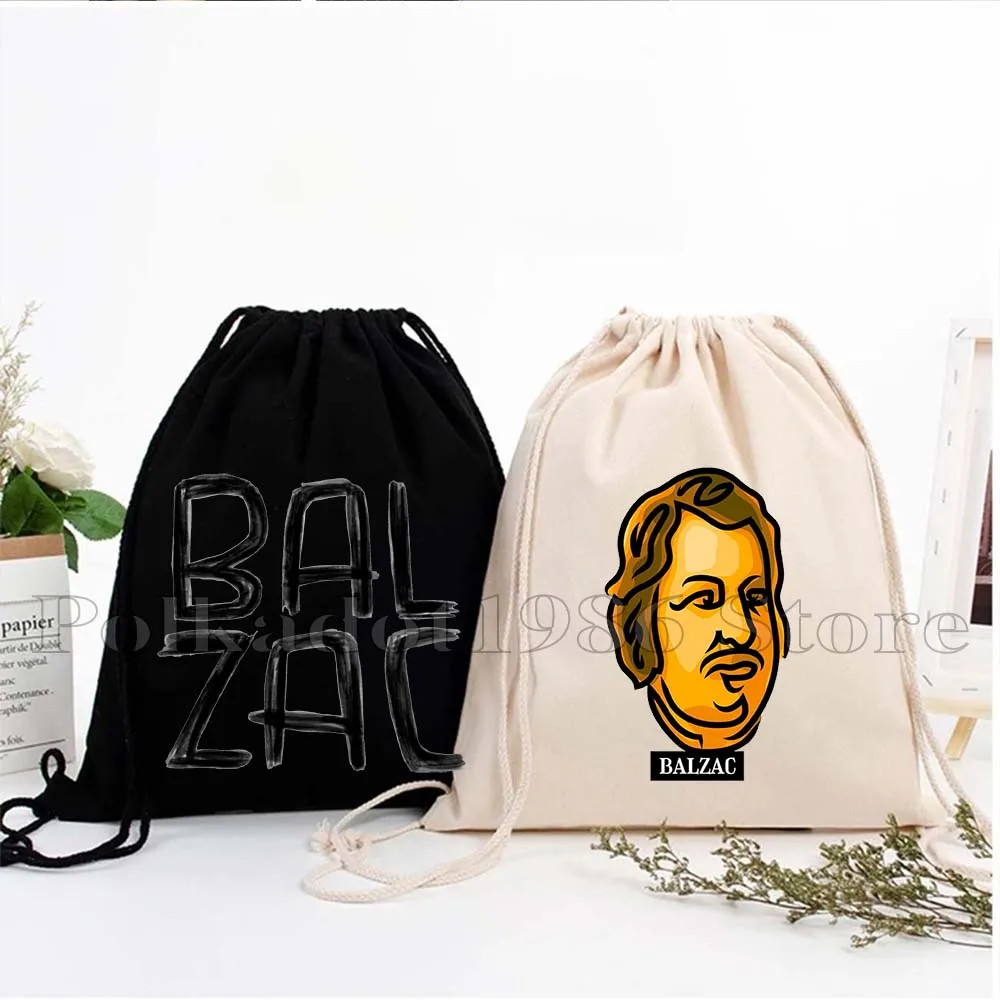 BALZAC Portrait Novel Book Lover Drawstring Bags Soccer Backpack Gym Sackpack Gifts String Bag for Exercising Hiking Sports Yoga