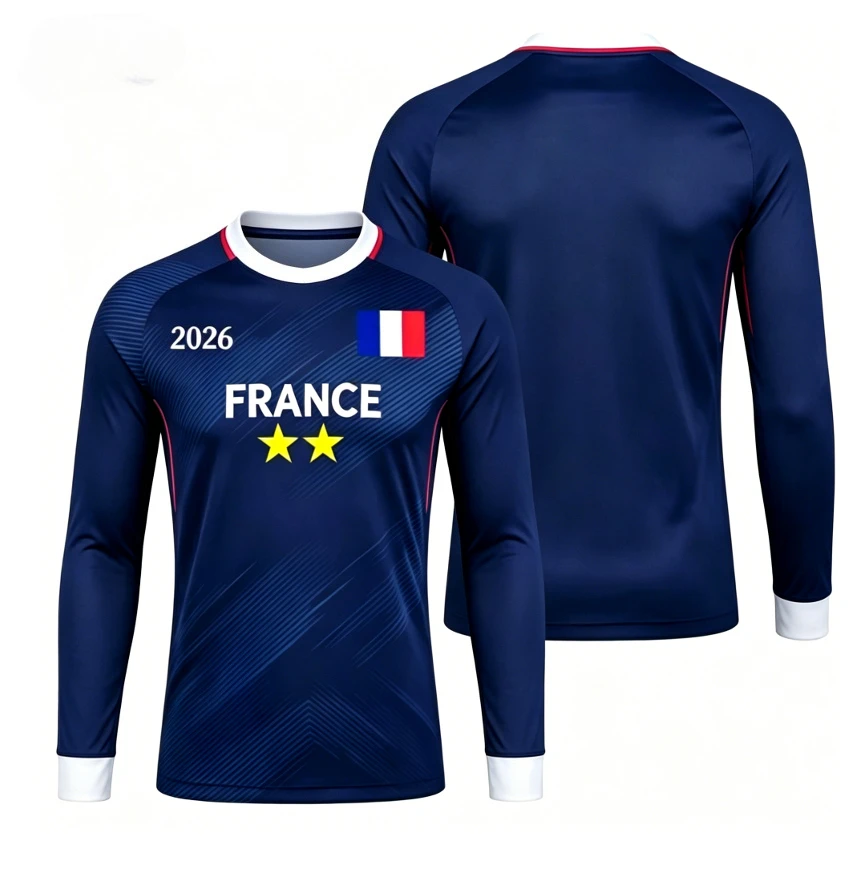 New French round neck long sleeved T-shirt with breathable quick drying 3D printing for daily wear, fashionable and versatile