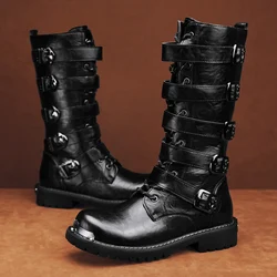 Men's motorcycle boots four season casual classic high-top boots outdoor plus size tooling boots fashion safety protection boots