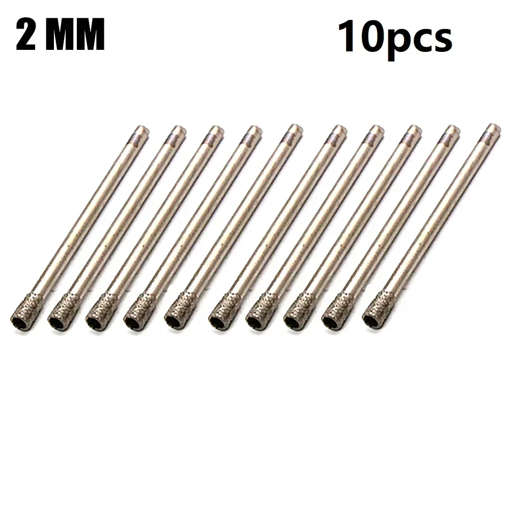 10Pcs 0.8~4mm Rotary Diamond Burr Core Drill Bits Engraving 2.35mm Shank For Glass Tile Grinding Hollow Head Rotary Power Tool