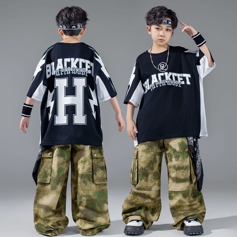 

2025 Children Hip Hop Dance Costumes For Girls Loose Kpop Outfits Boys Modern Jazz Performance Clothes Stage Show Wear DQS19547
