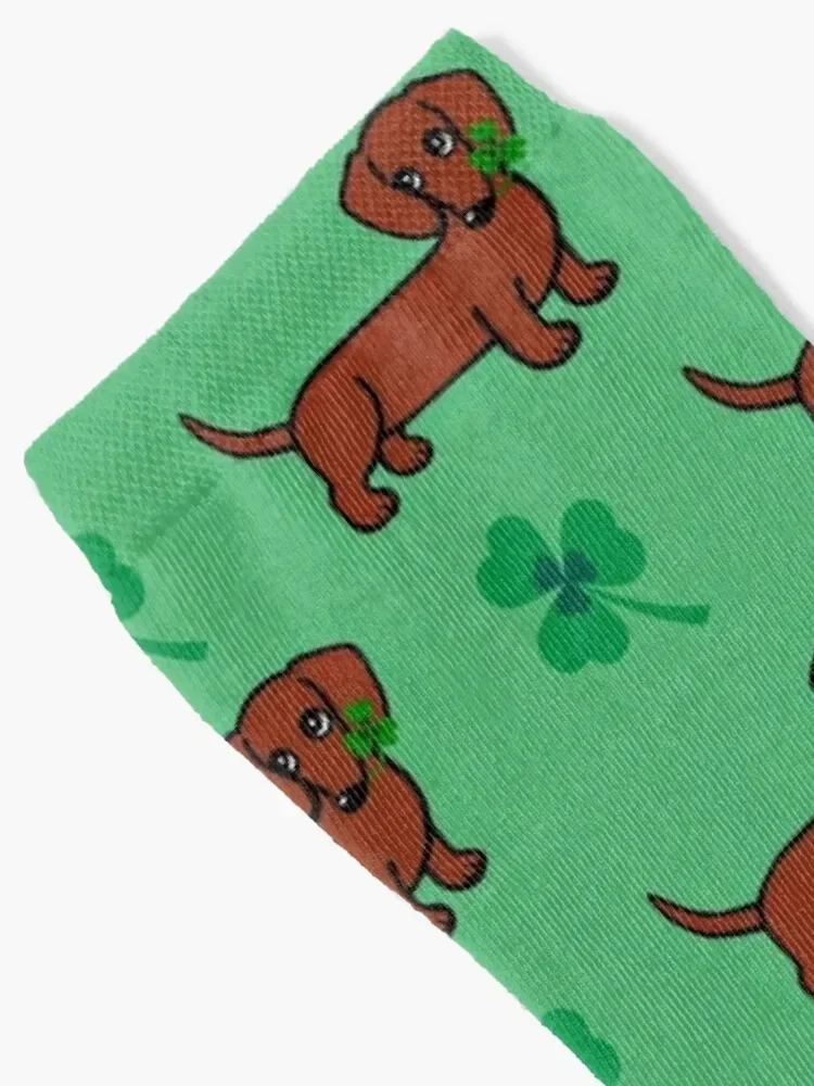 Dachshund Cute Eyes Shamrock Socks summer floral football short Socks Female Men's