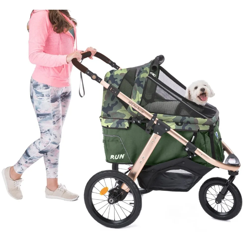 Poussette de sport pour jogging avec roues en caoutchouc confortables, entrée sans fermeture éclair, possède une main rapide, cadre en aluminium, course à pied, performance