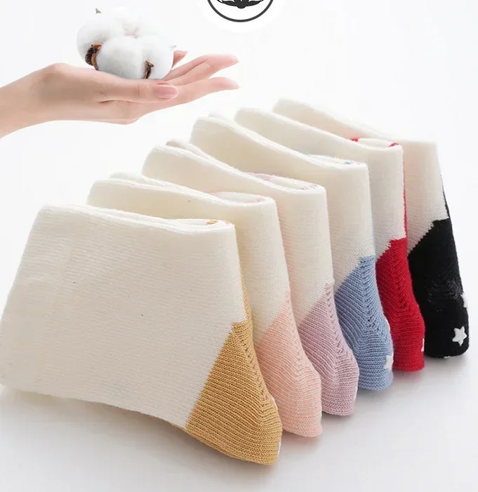 Korean New Baby Patchwork Anti-slip Rubber Floor Socks Cotton Breathable Newborn Infant Toddler Boys Girls Socks 0-5years Old