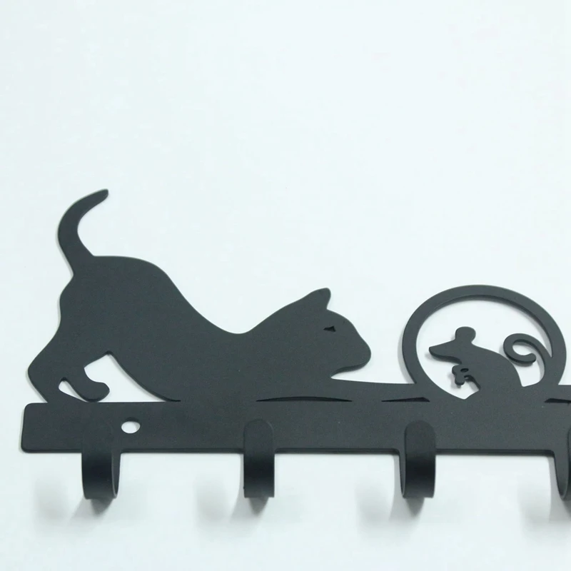 Key Holder For Cat (6-Hook Rack) Decorative,Metal Hanger For Front Door, Kitchen,Store House,Work,Car,Vehicle Keys