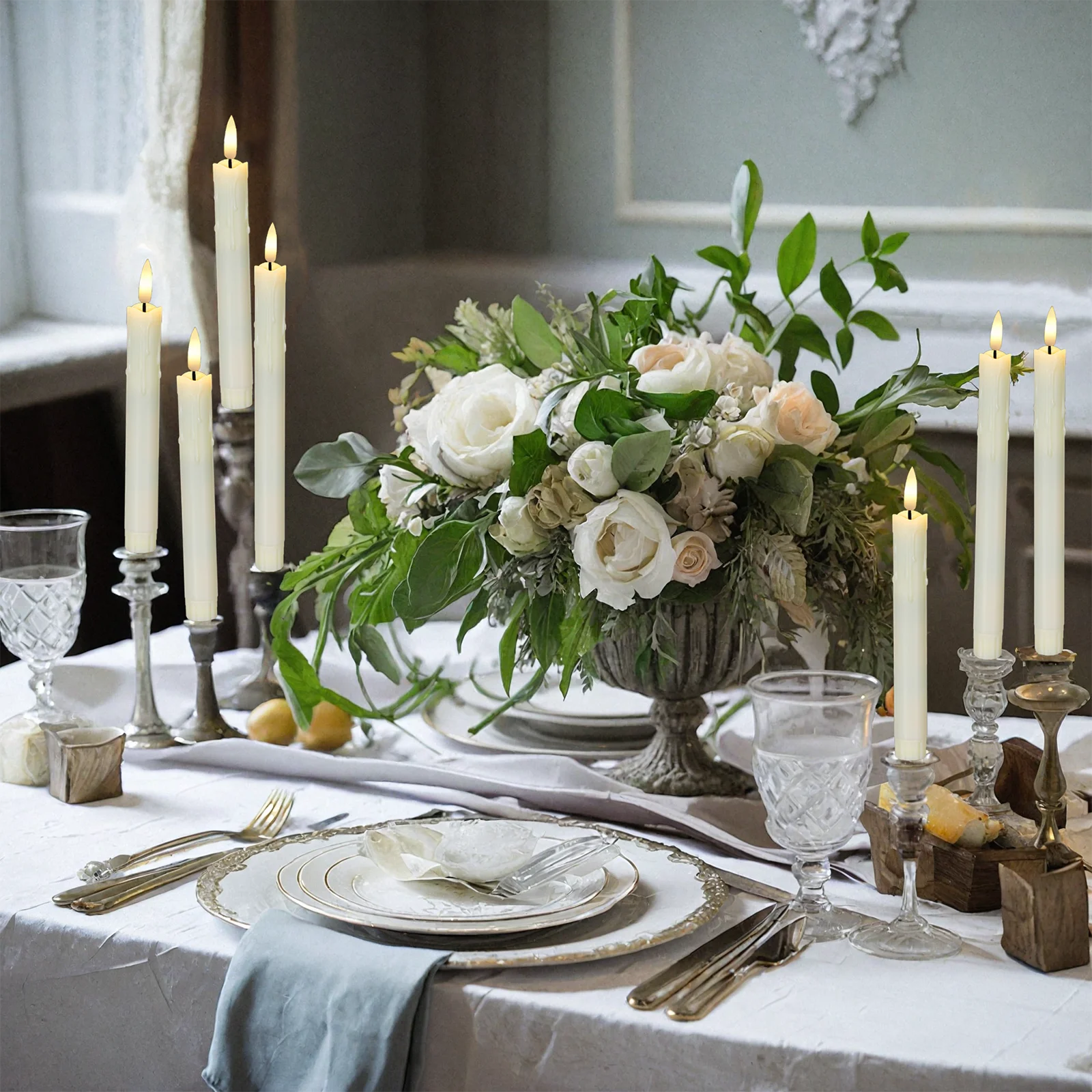 Fausse bougie LED scintillante sans flamme, cône LED ci-après, décoration artificielle, mariage, Halloween à la maison, ci-après, univers