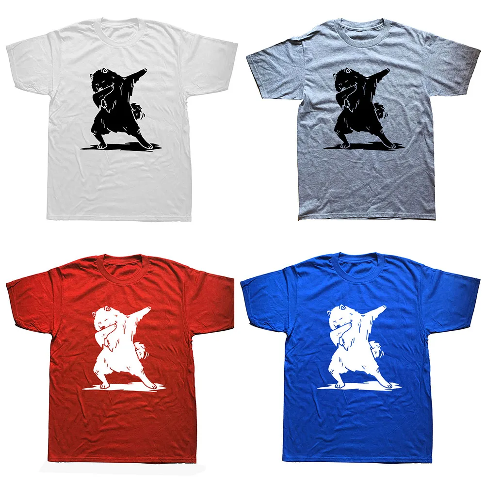 Funny Dabbing Samoyed Dog T-shirt New Short Sleeve Round Collar Mens T Shirts Fashion Samoyed Dogfather Tops