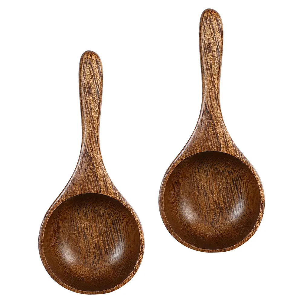 

2Pcs Wooden Measuring Spoons Smooth Polished Finish for Ground Coffee Loose Tea Accurate Measure Scoop Vintage