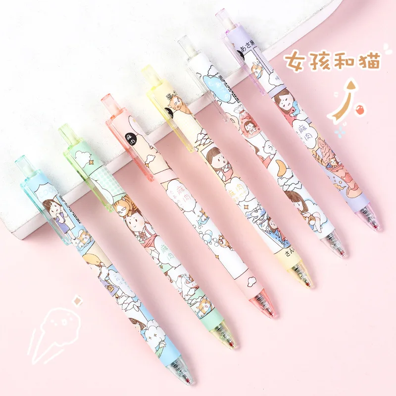 Koreanischen stil fass drücken gel stift push-pen ins mädchen herz Black Bullet student wasser stift schnell trocknend unterschrift stift Glas stift