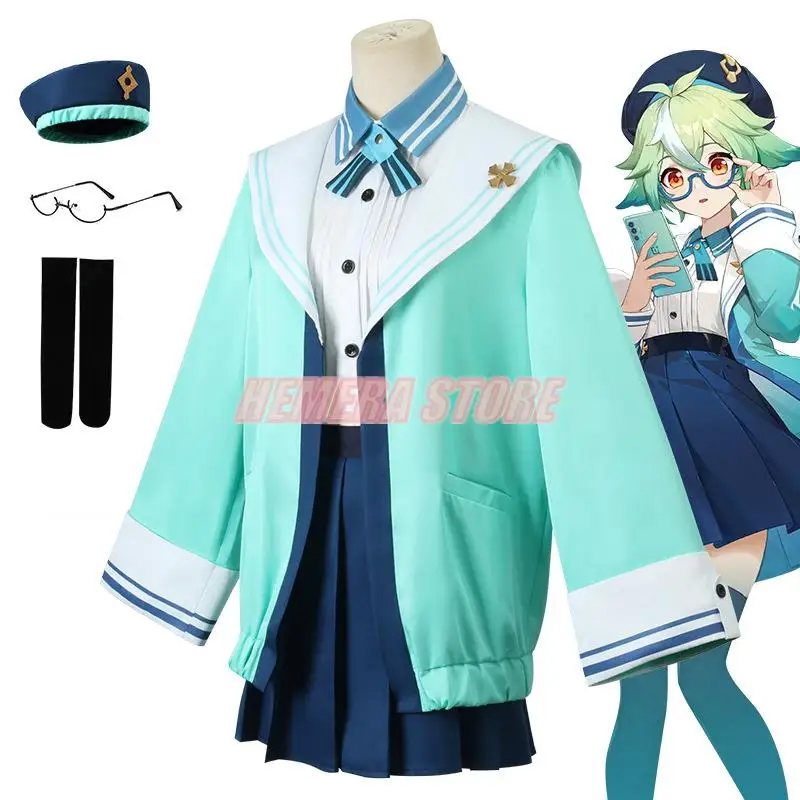 Genshin Impact Sucrose Cosplay Costume pour femme, perruque mignonne, uniformes JK, uniforme de jeu trempé, cadeau à la mode