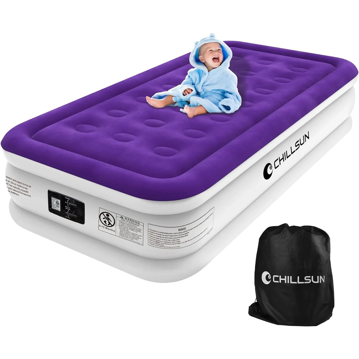 

Twin Air Mattress with Built in Pump,16" Durable Blow Up Bed Double-High Inflatable Mattress with Flocked Top