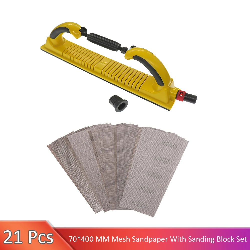 

21 Pcs 70*400mm Sandpaper Set Adjustable Longboard Hand Sanding File Block with Hook & Loop Backing Conversion Adapter Pad