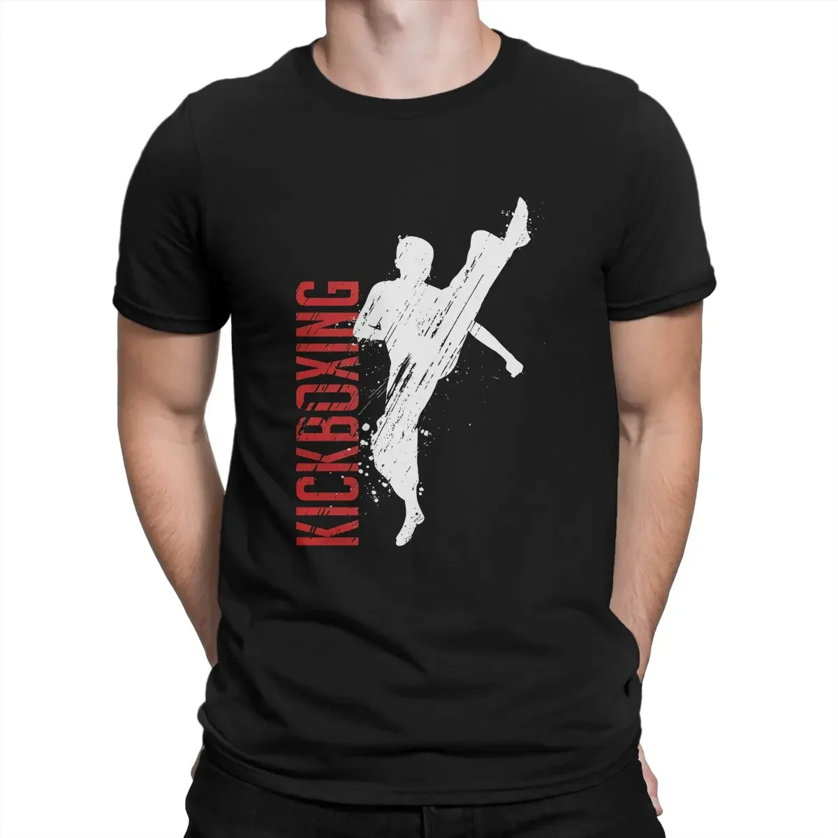 Kickboxing Creative TShirt for Men Kickboxing Poster Round Collar Basic T Shirt Hip Hop Gift Clothes Tops