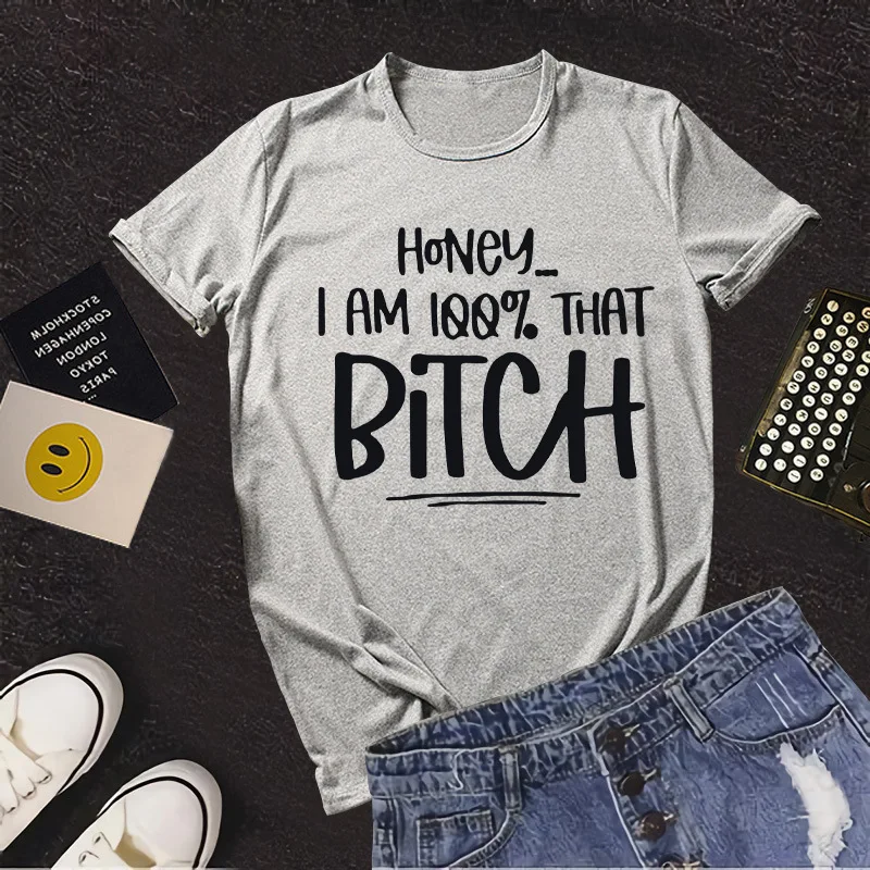 COTTON 100% I Am Spoof Letter Style European and American T-shirt Top Summer Tops  Oversized T Shirt  Women Clothes