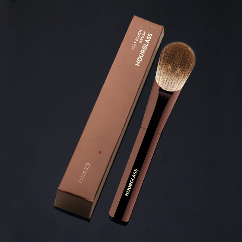 1pc Hourglass Fox hair Flat Blush brush Makeup Soft Professional Powder Contour Make Up Brush Metal Handle cosmetic tools