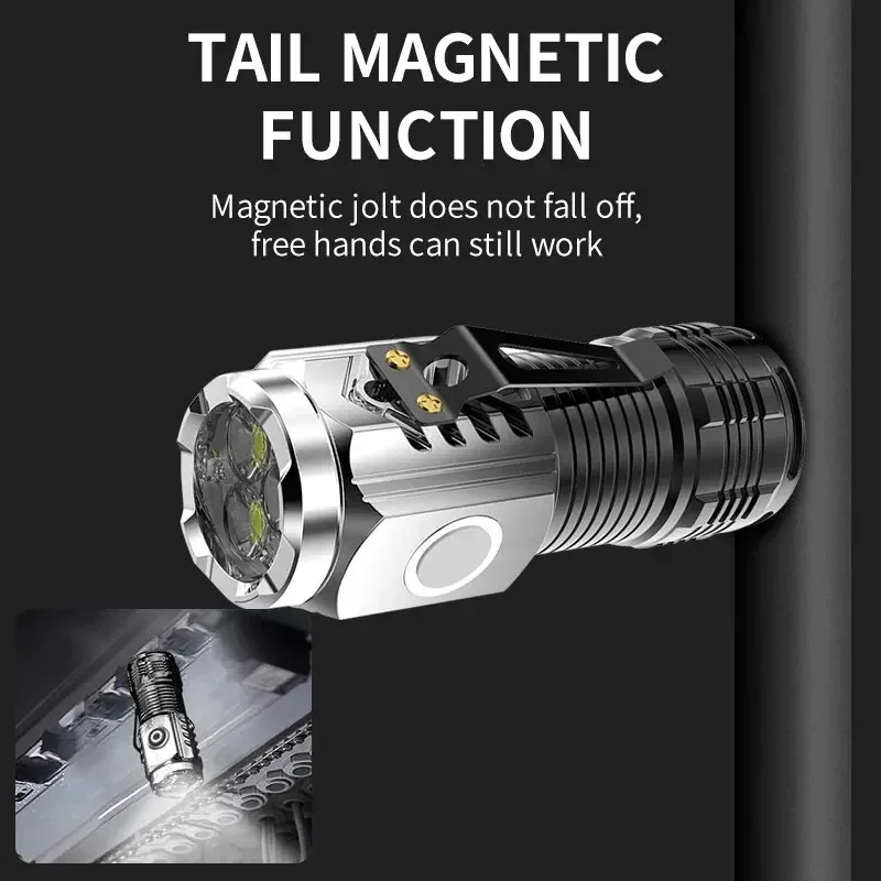 Rechargeable Portable Outdoor Lighting Three-Eyed Monster Mini Flash Super Power Flashlight Long-Range Powerful Flash Lights